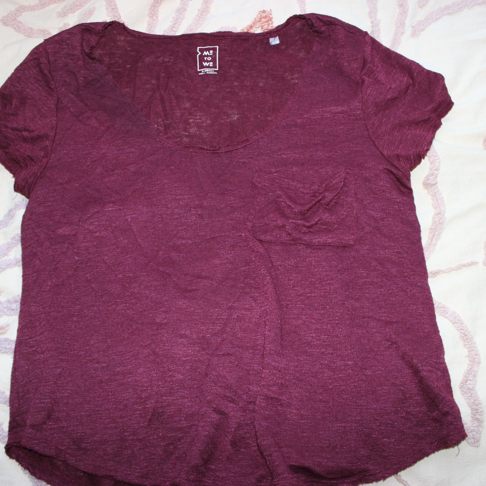 Me to We maroon slightly sheer pocket t-shirt
